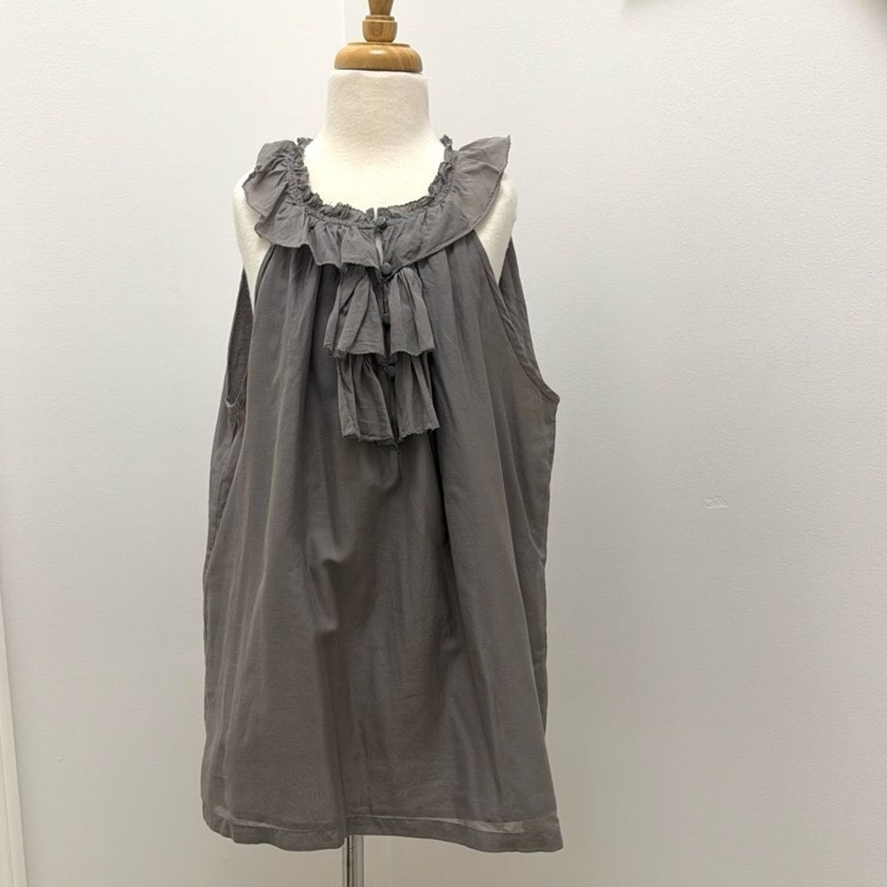 J. Crew 100% silk layered lined ruffle sleeveless gray size medium